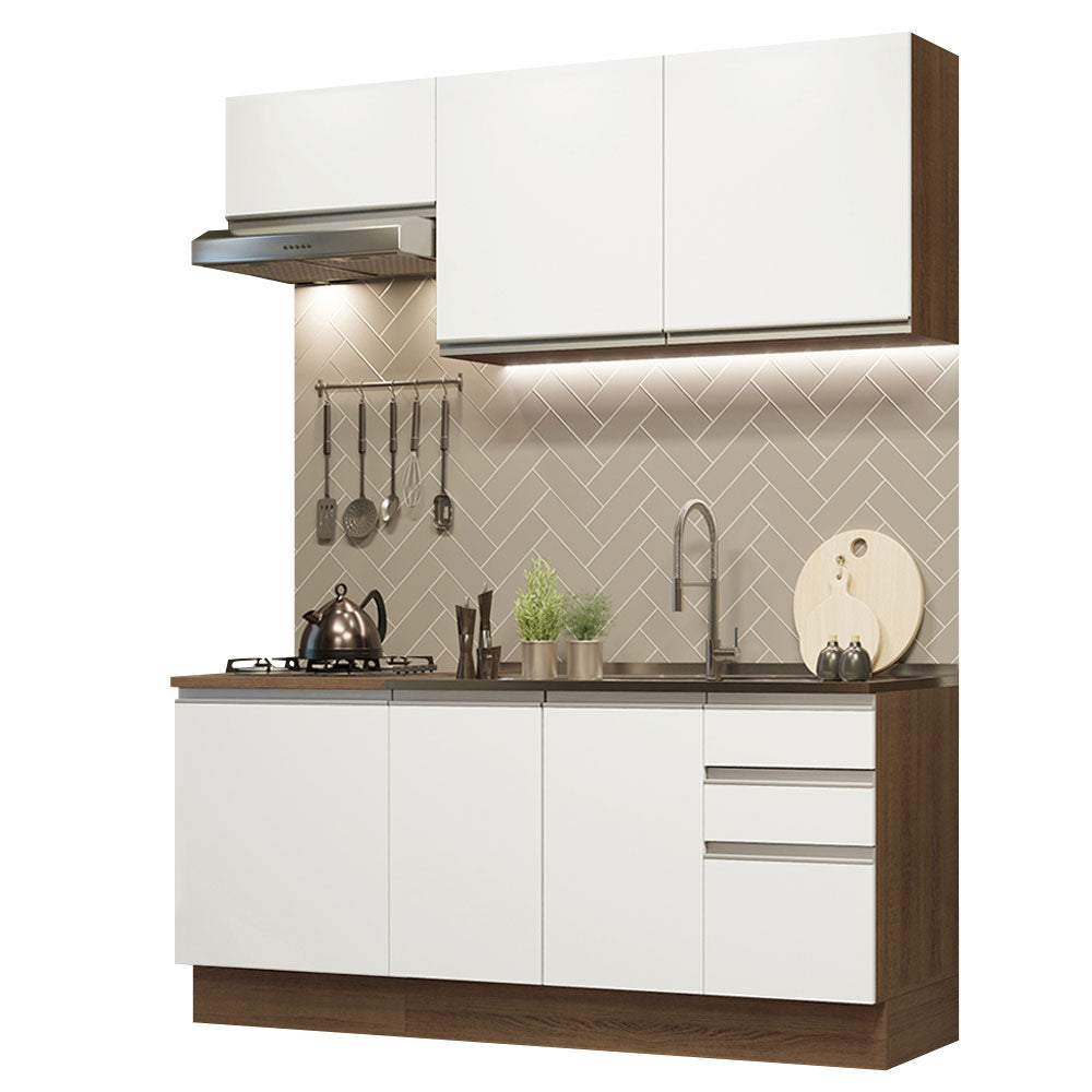 Cocina Compacta 180cm Marrón/Blanco Glamy Madesa 07