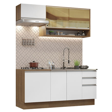 Cocina Compacta 180cm Marrón/Blanco Glamy Madesa 08