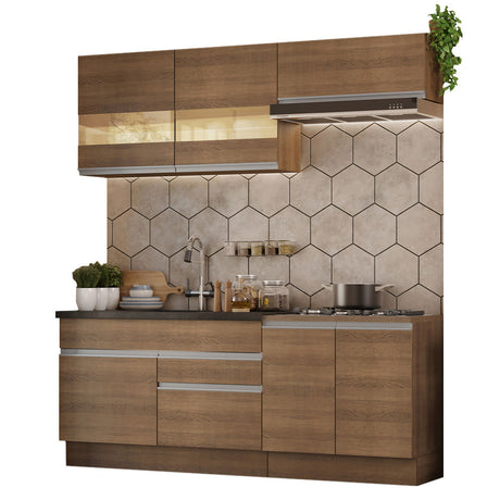 Cocina Compacta 200cm Marrón Glamy Madesa 07