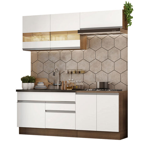 Cocina Compacta 200cm Marrón/Blanco Glamy Madesa 07