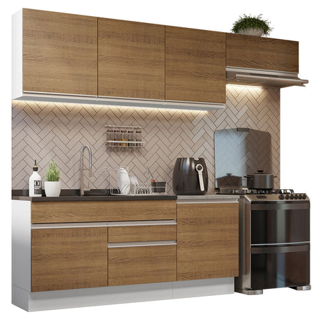 Cocina Integral 260cm Blanco/Marrón Glamy Madesa 03