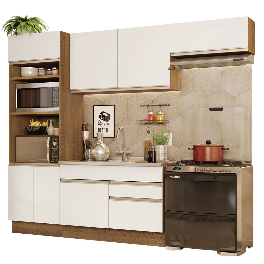 Cocina Integral 270cm Marrón/Blanco Glamy Madesa 15