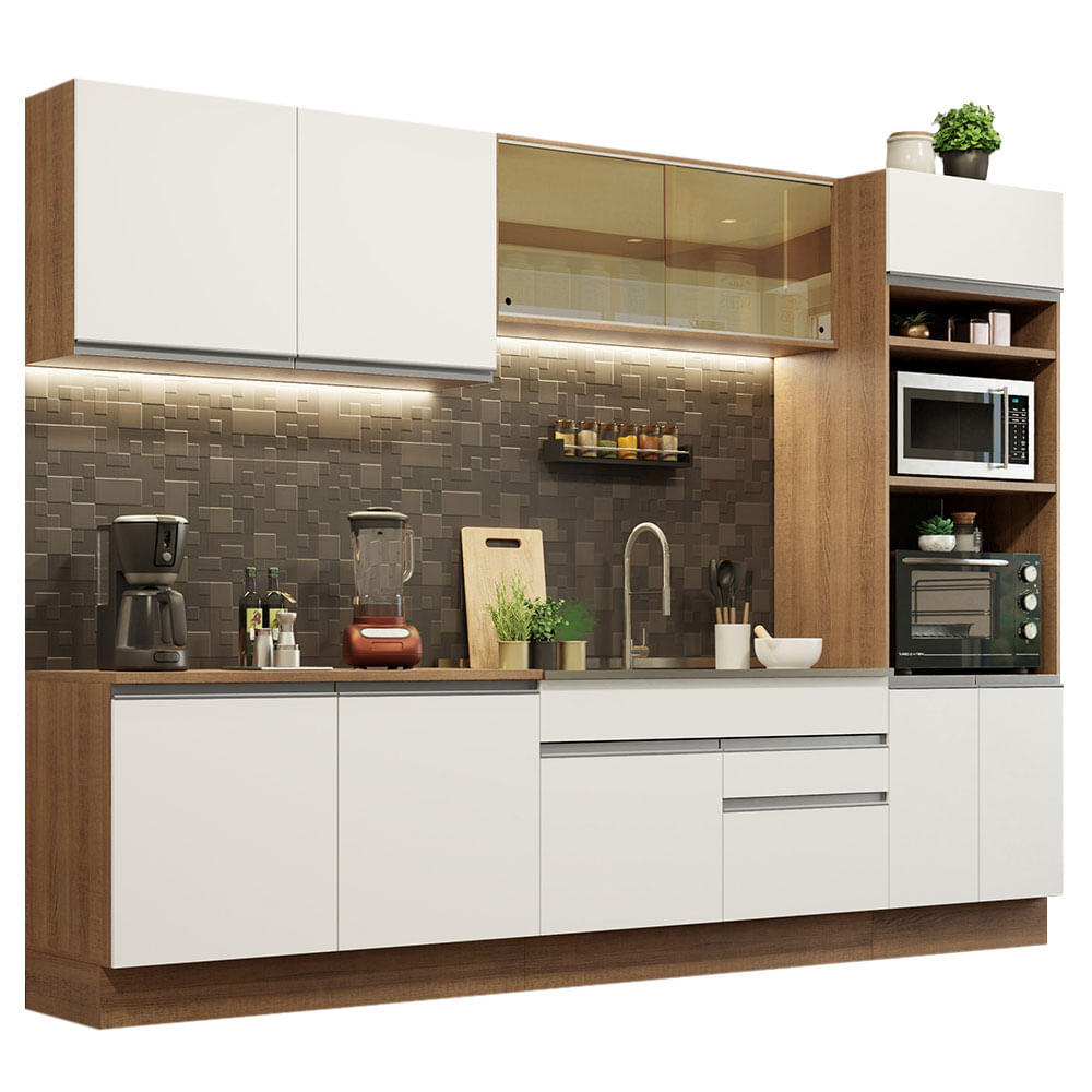 Cocina Integral 310cm Marrón/Blanco Glamy 01