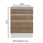 Mueble de Cocina Madesa Glamy 60 cm 3 Cajones Blanco/Marrón