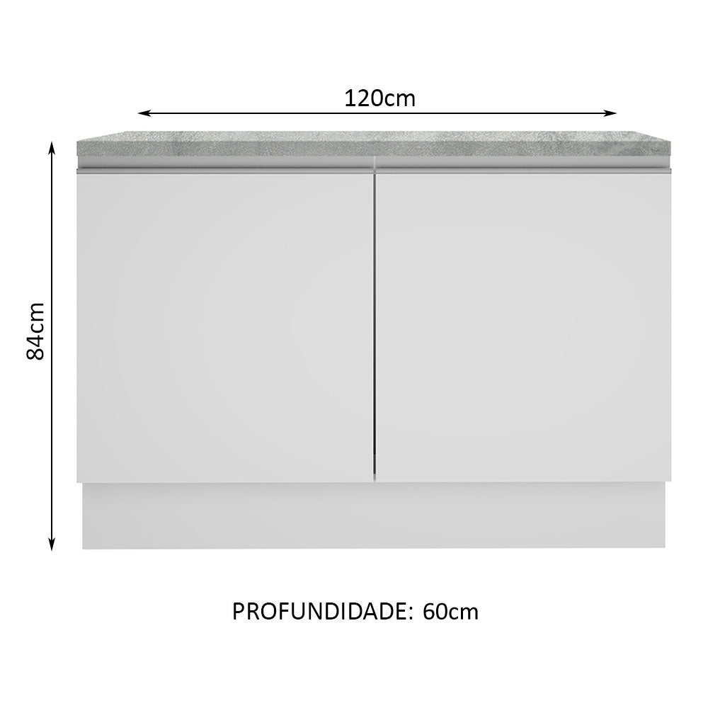 Gabinete Bajo para Fregadero 120 x 60 cm 2 Puertas (Con Encimera) Glamy Blanco