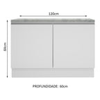 Gabinete Bajo 120 cm 2 Puertas Blanco Glamy Madesa