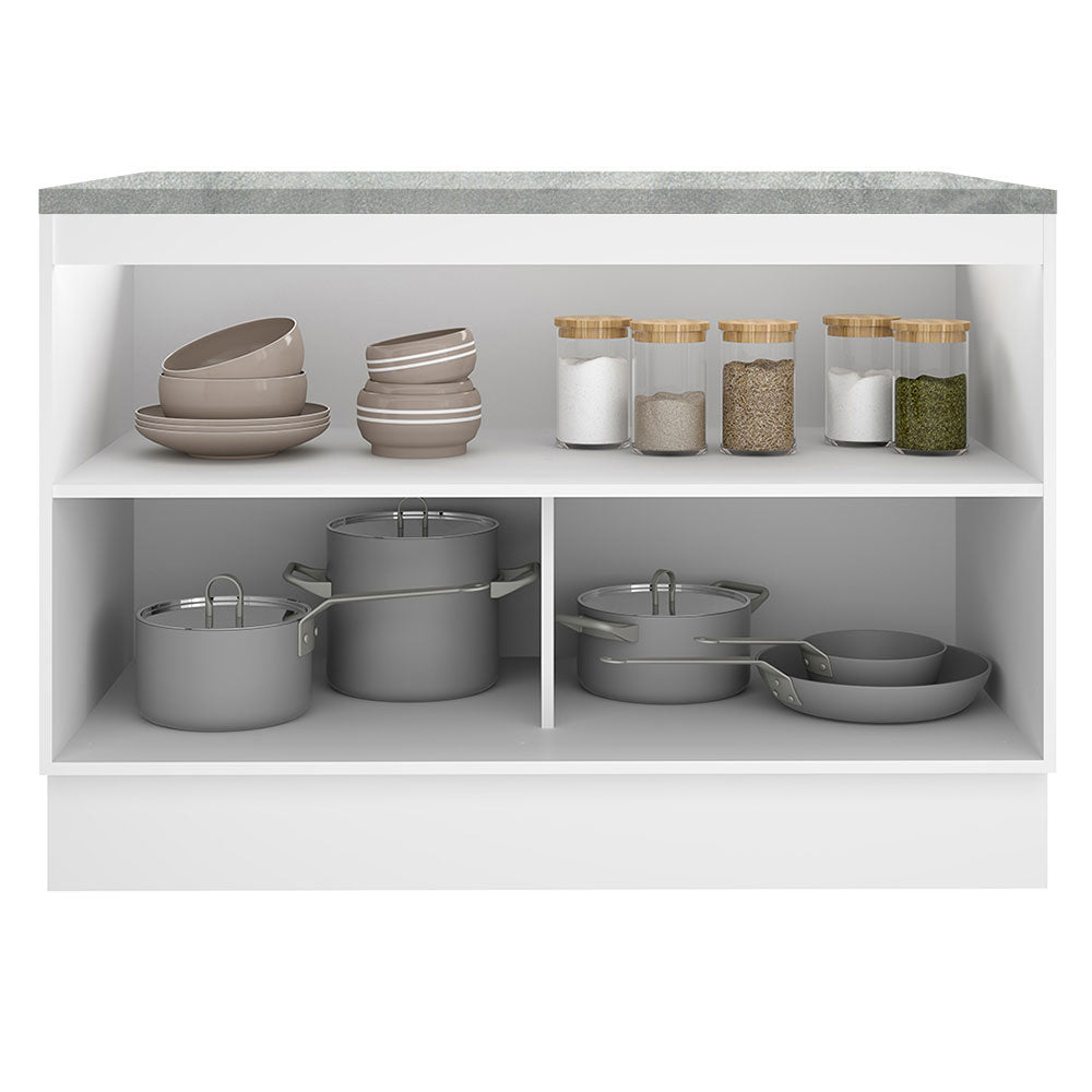 Mueble de Cocina para Fregadero 120 x 60 cm 2 Puertas (Con Encimera) Blanco/Crema Agata