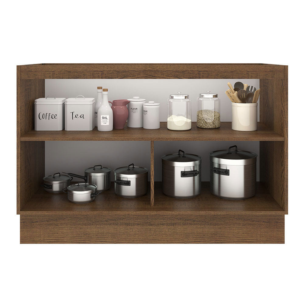 Mueble de Cocina para Fregadero 120 x 60 cm 2 Puertas (Sin Encimera) Marrón/Blanco Agata