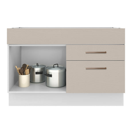 Mueble de Cocina para Fregadero 1 Puerta y 2 Cajones Blanco/Crema Agata Madesa