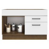 Mueble de Cocina para Fregadero Madesa Agata 1 Puerta y 2 Cajones Marrón/Blanco