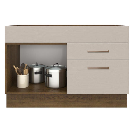 Mueble de Cocina para Fregadero 1 Puerta y 2 Cajones Marrón/Crema Agata Madesa
