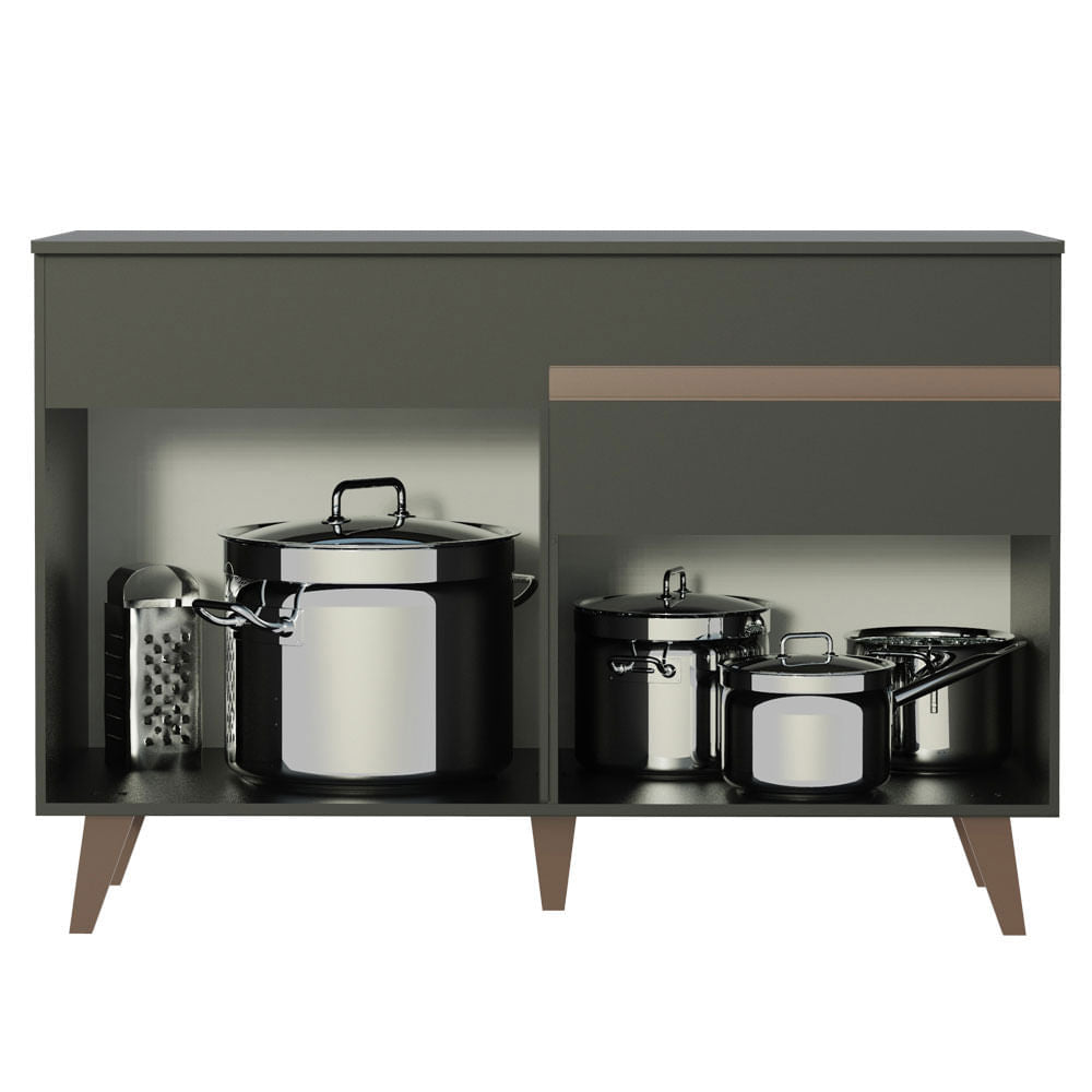 Mueble de Cocina para Fregadero 2 Puertas y 1 Cajón Negro Reims
