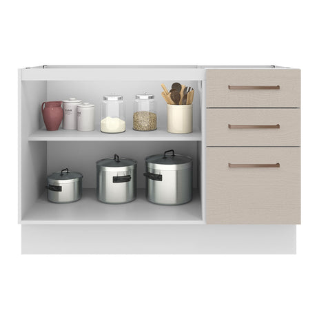 Mueble de Cocina Para Fregadero 2 Puertas y 3 Cajones Blanco/Crema Agata Madesa