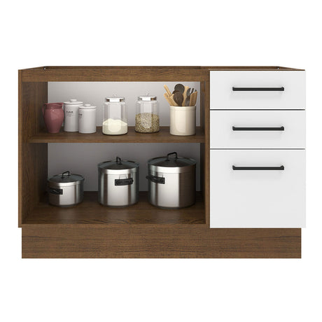 Mueble de Cocina Para Fregadero Madesa Agata 2 Puertas y 3 Cajones Marrón/Blanco