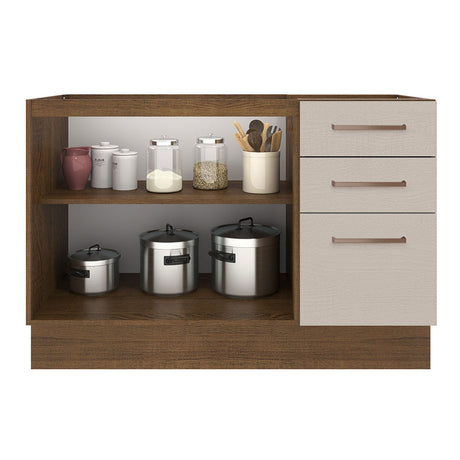 Mueble de Cocina Para Fregadero 2 Puertas y 3 Cajones Marrón/Crema Agata Madesa