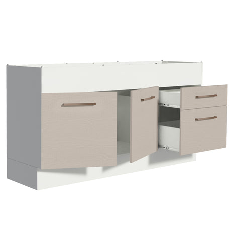 Mueble de Cocina Para Fregadero 150 cm 2 Puertas y 2 Cajones (Sin Tablero Ni Fregadero) Blanco/Crema Agata Madesa