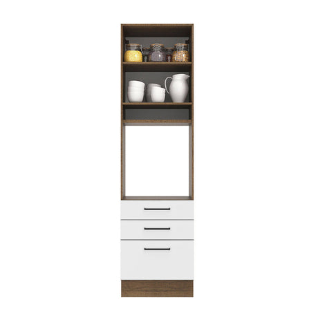 Mueble de Cocina para Horno Madesa Agata 60 cm 1 Puerta y 3 Cajones Marrón/Blanco