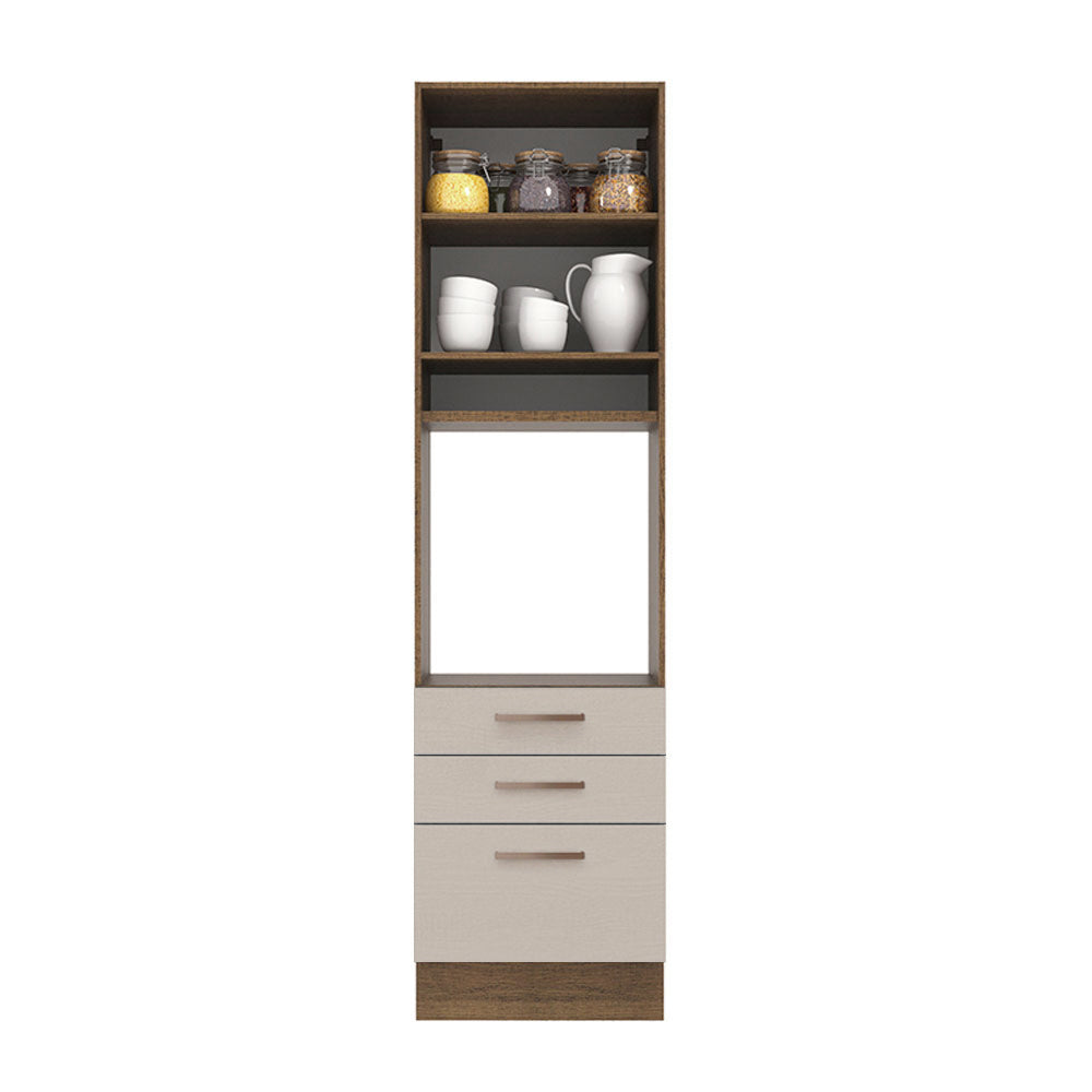 Mueble de Cocina para Horno 60 cm 1 Puerta y 3 Cajones Marrón/Crema Agata Madesa