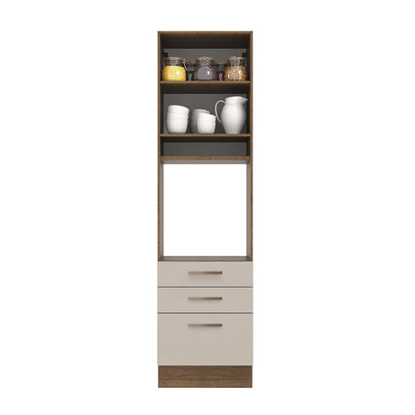 Mueble de Cocina para Horno 60 cm 1 Puerta y 3 Cajones Marrón/Crema Agata Madesa