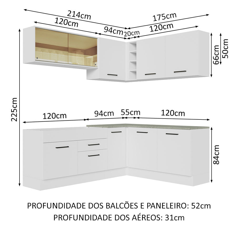 Cocina Integral Esquinera 389cm Blanco Agata 01