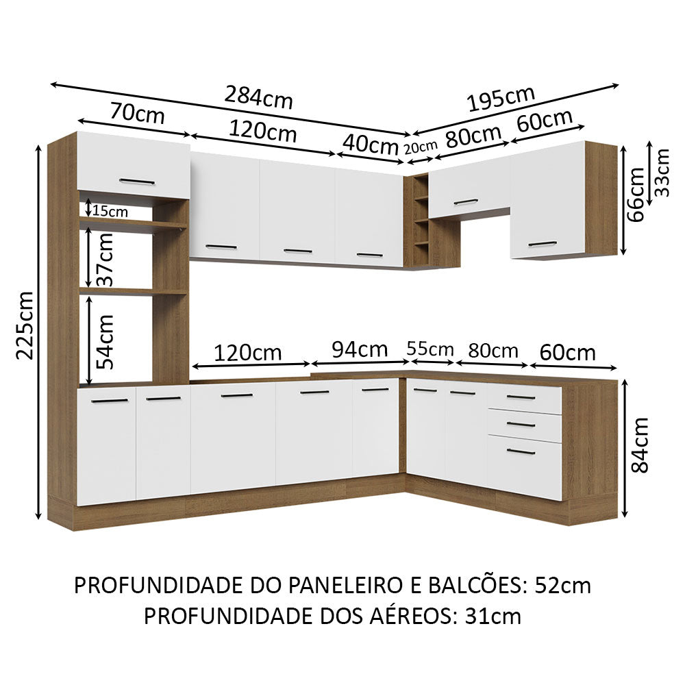 Cocina Integral Esquinera 479cm Marrón/Blanco Agata 01