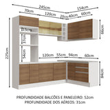 Cocina Integral Esquinera 399cm Blanco/Marrón Glamy 02