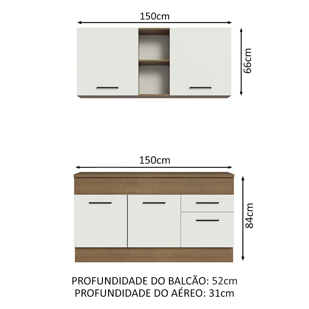 Cocina Integral 150cm Marrón/Blanco Agata 01