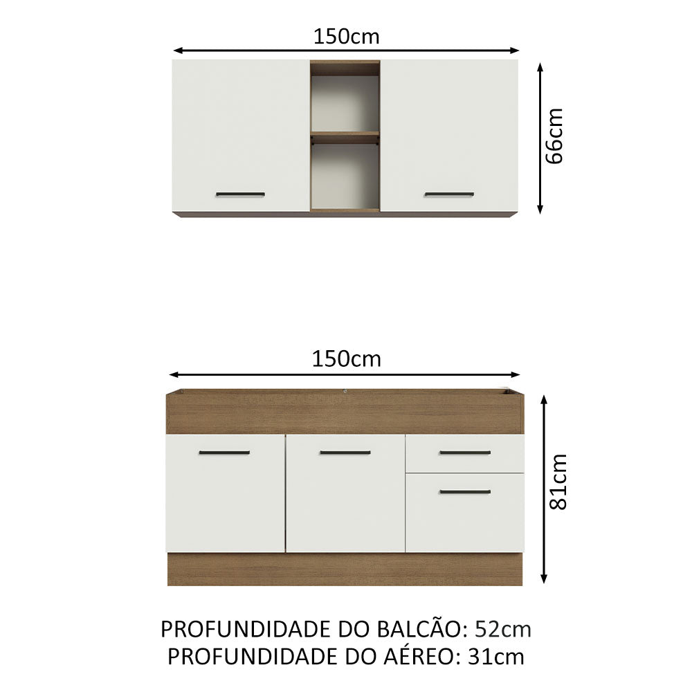 Cocina Compacta 150cm Marrón/Blanco Agata Madesa 02