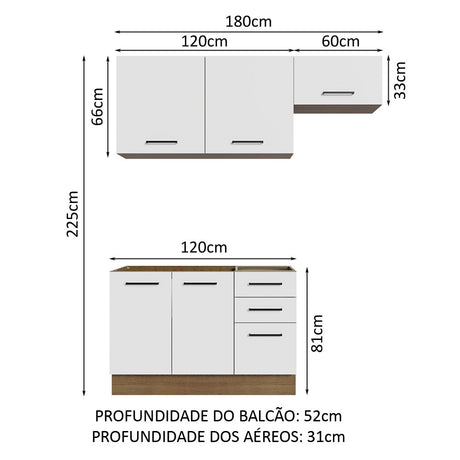 Cocina Compacta 180cm Marrón/Blanco Agata Madesa 09