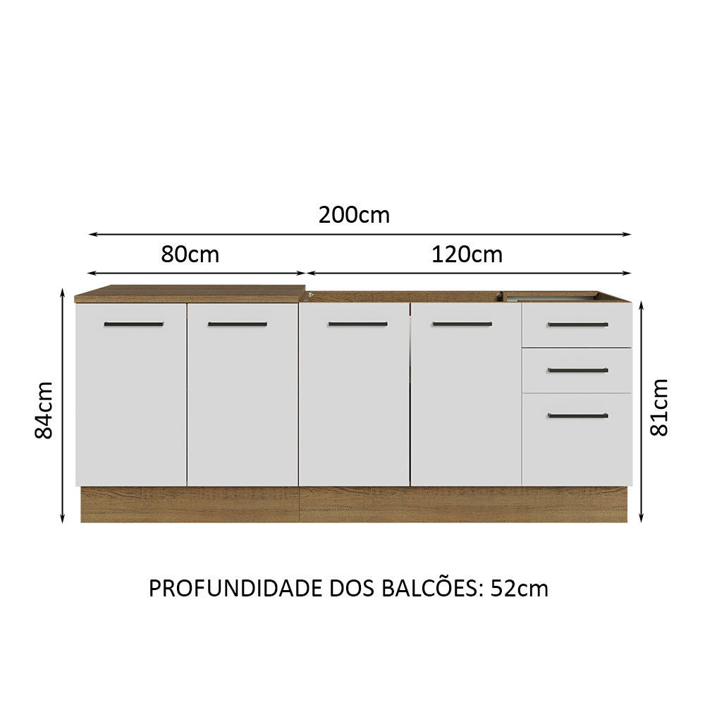 Kit con 2 Muebles de Cocina 3 Cajones y 4 Puertas (Sin Tablero Ni Fregadero) Marrón/Blanco Agata Madesa 01