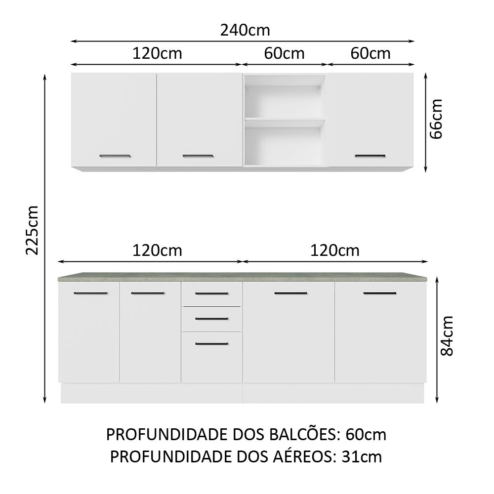 Cocina Integral 240 cm x 60 cm Blanco Agata 02