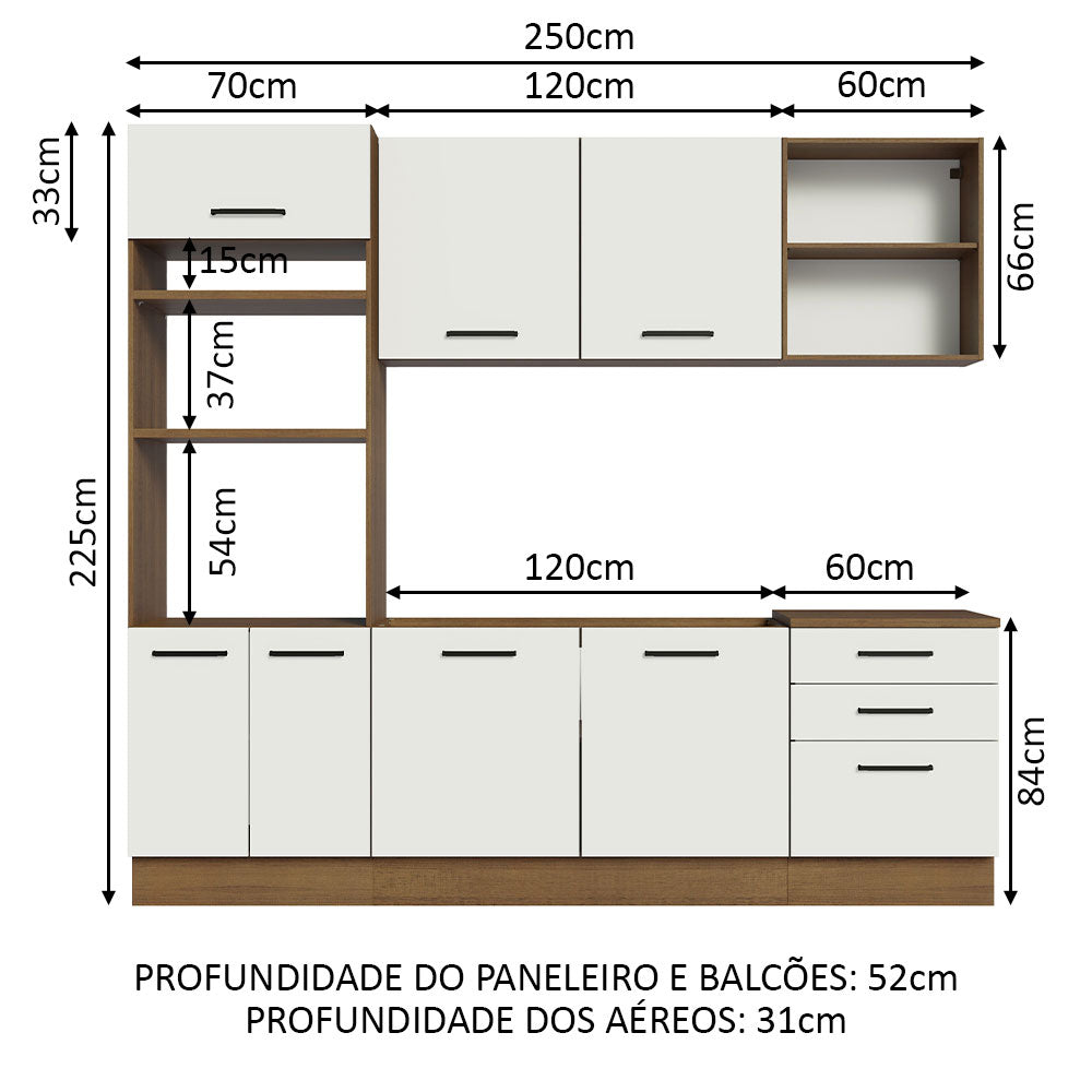 Cocina Integral 250cm Marrón/Blanco Agata Madesa 01