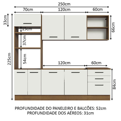 Cocina Integral 250cm Marrón/Blanco Agata Madesa 01