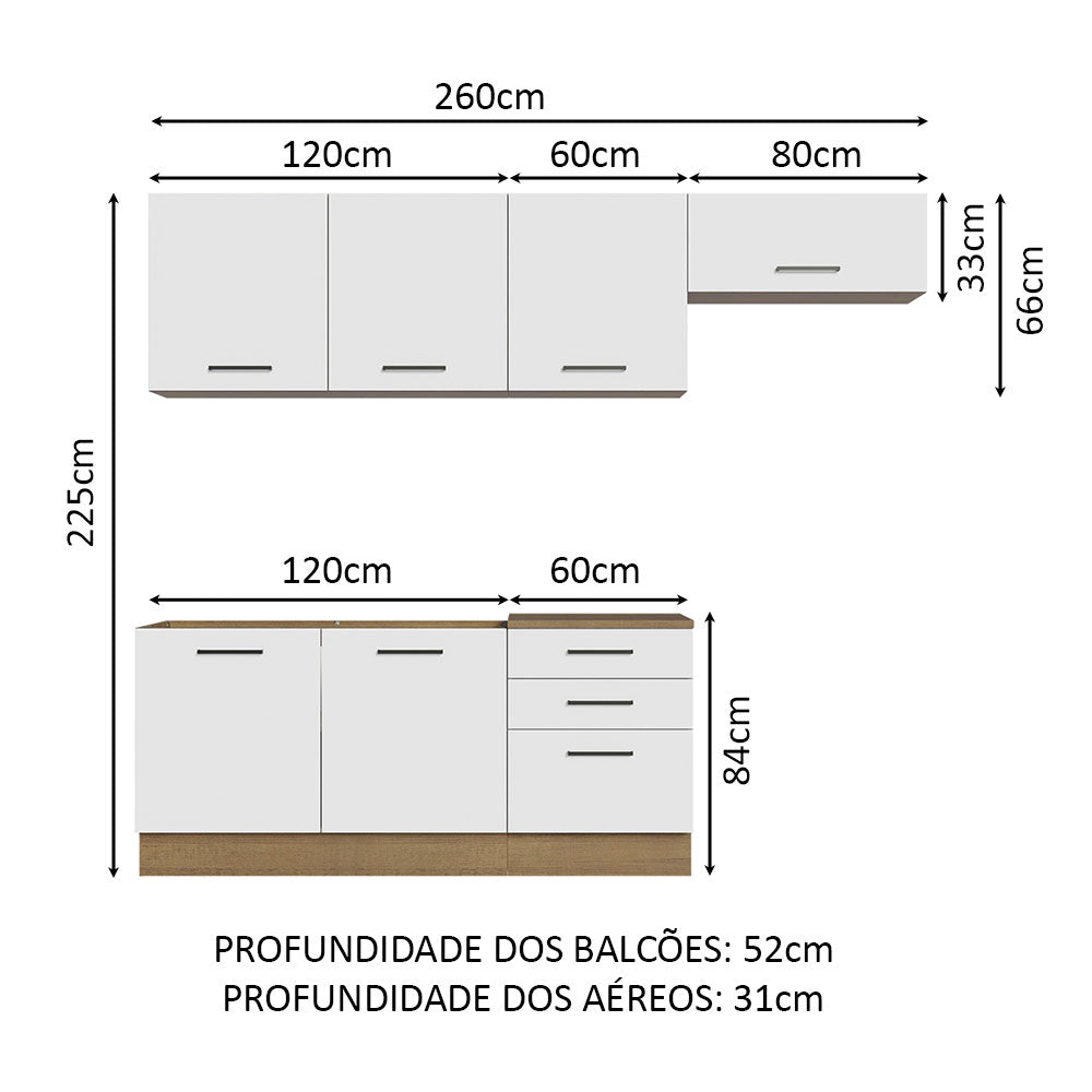 Cocina Integral 260cm Marrón/Blanco Agata 02