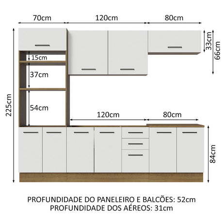 Cocina Integral 270cm Marrón/Blanco Agata 01