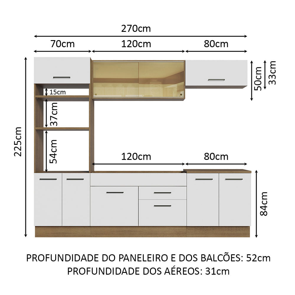 Cocina Integral 270cm Marrón/Blanco Agata 03