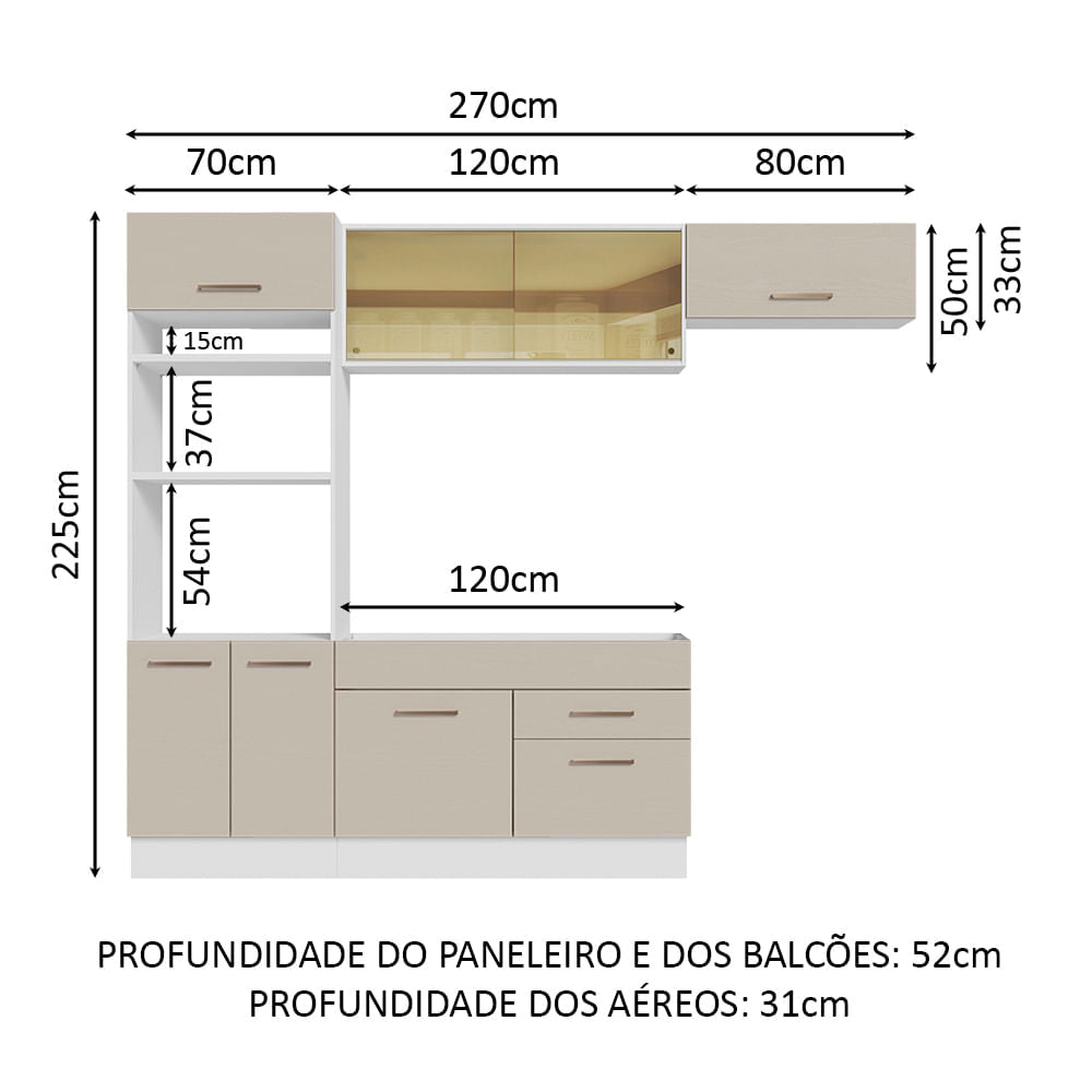 Cocina Integral 270cm Blanco/Crema Agata 04