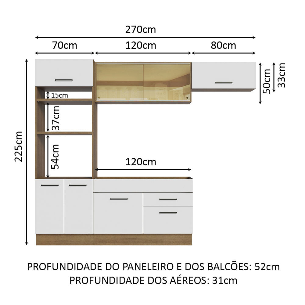 Cocina Integral 270cm Marrón/Blanco Agata 04