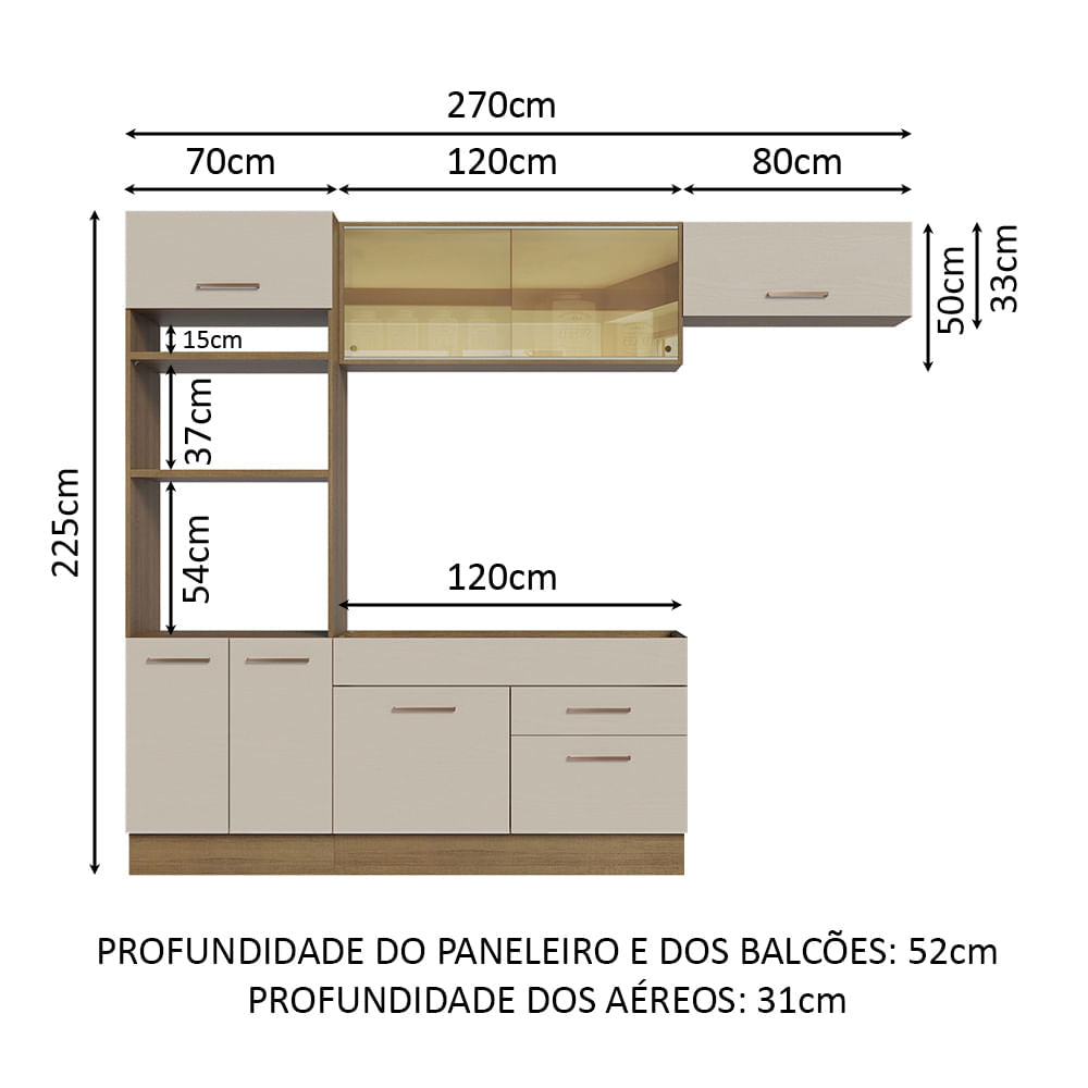 Cocina Integral 270cm Marrón/Crema Agata 04