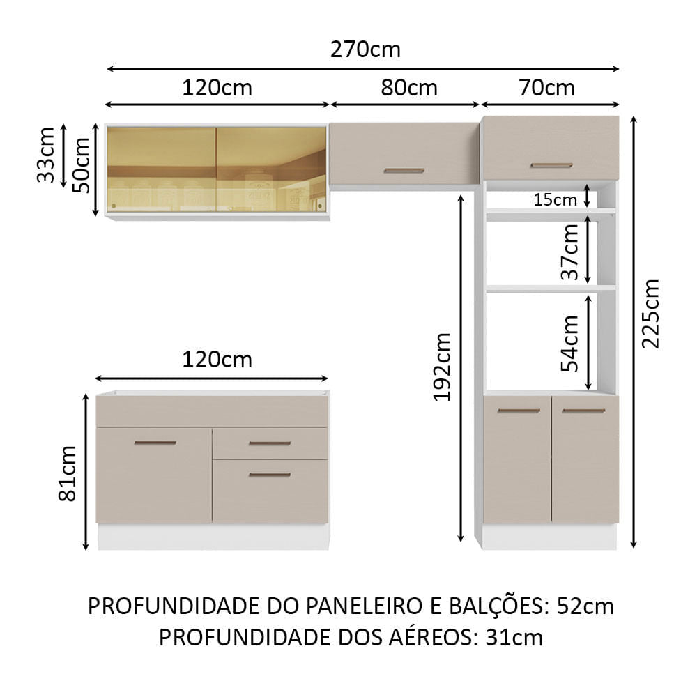 Cocina Integral 270cm Blanco/Crema Agata 05