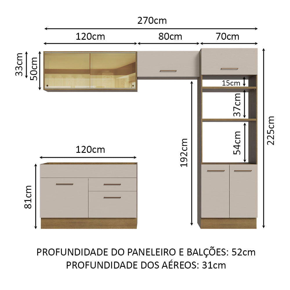 Cocina Integral 270cm Marrón/Crema Agata 05