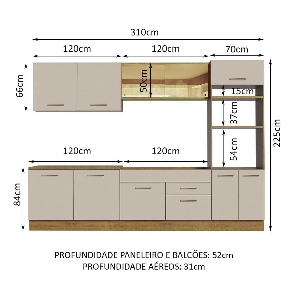 Cocina Integral 310cm Marrón/Crema Agata 01