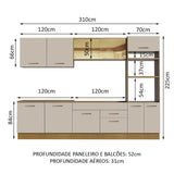 Cocina Integral 310cm Marrón/Crema Agata 01