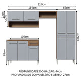 Cocina Integral 229cm Marrón/Gris Emilly Pop 02