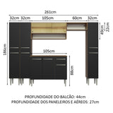 Cocina Integral 261cm Marrón/Negro Emilly Madesa 04