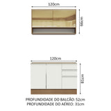 Cocina Compacta 120cm sin Mesón de Acero Blanco/Marrón Glamy Madesa 02