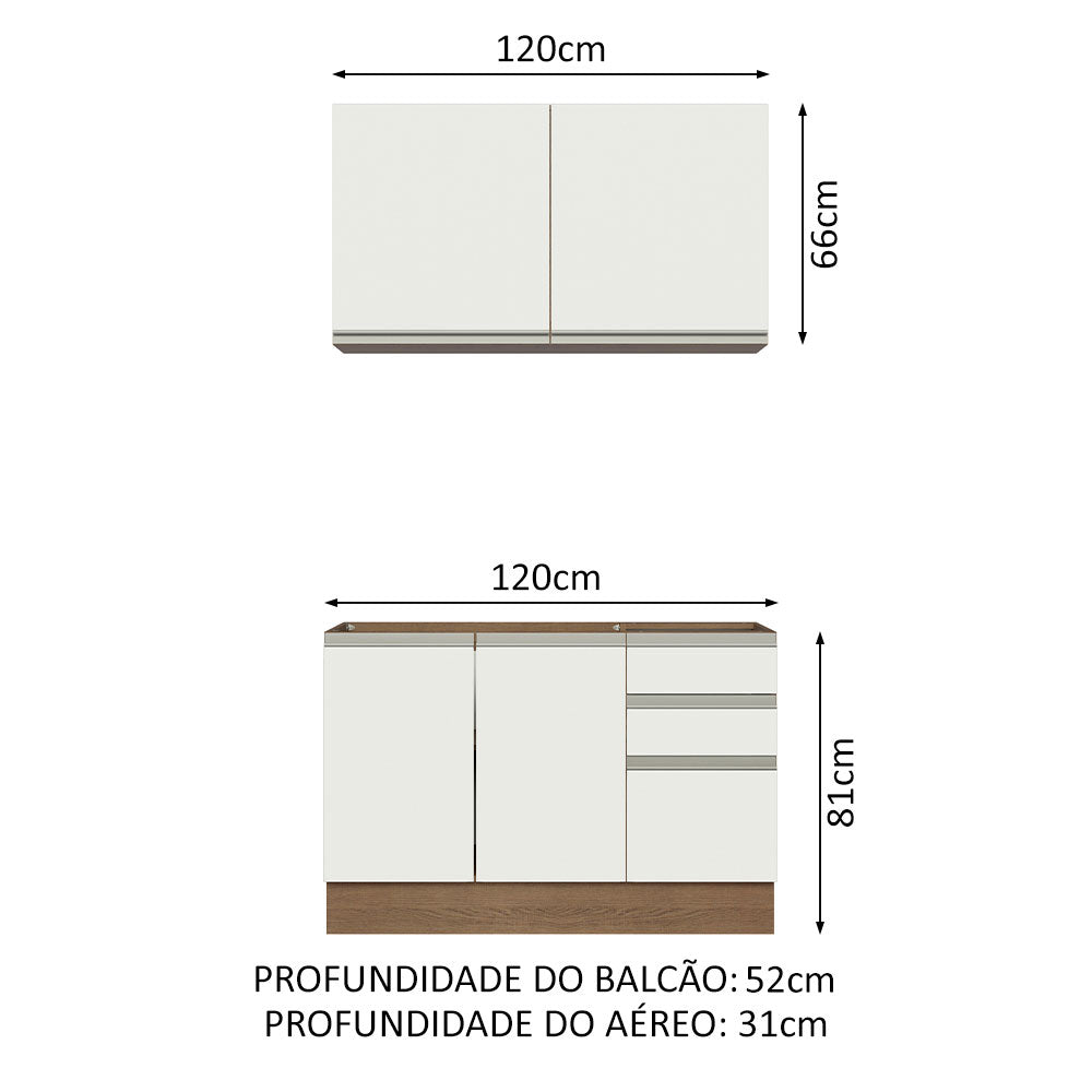 Cocina Compacta 120cm Marrón/Blanco Glamy Madesa 03