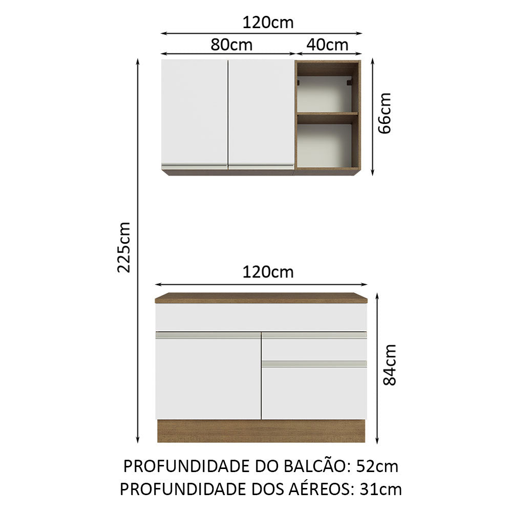 Cocina Compacta 120cm Marrón/Blanco Glamy Madesa 08