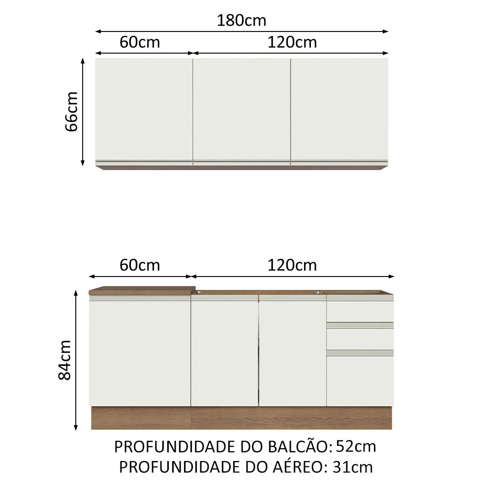 Cocina Compacta 180cm Marrón/Blanco Glamy Madesa 05