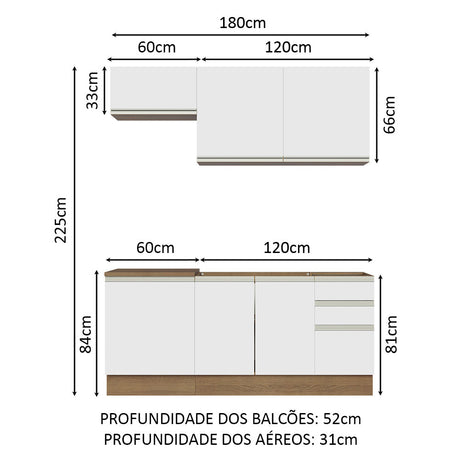 Cocina Compacta 180cm Marrón/Blanco Glamy Madesa 07